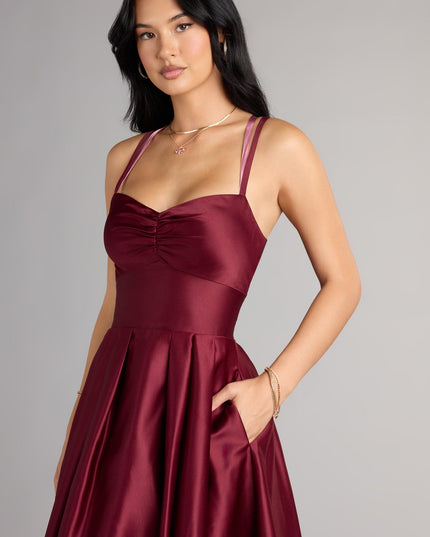 Celebrate in style with the Isabelle Satin Lace-Up Dress With Pockets, a holiday dresses standout that brings bold, festive flair and a party-ready look.