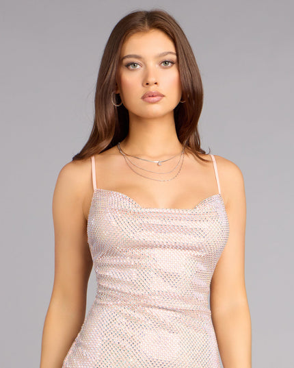 Carissa Heat Stone Fishnet Mini Dress
