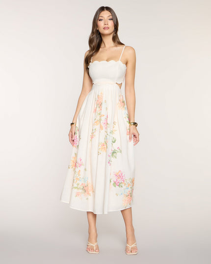 Ember Floral A-Line Midi Formal Dress