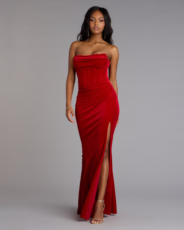 Julia Velvet Corset High Slit Mermaid Dress