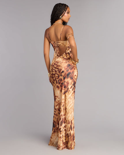 Amina Chiffon Leopard Formal Dress
