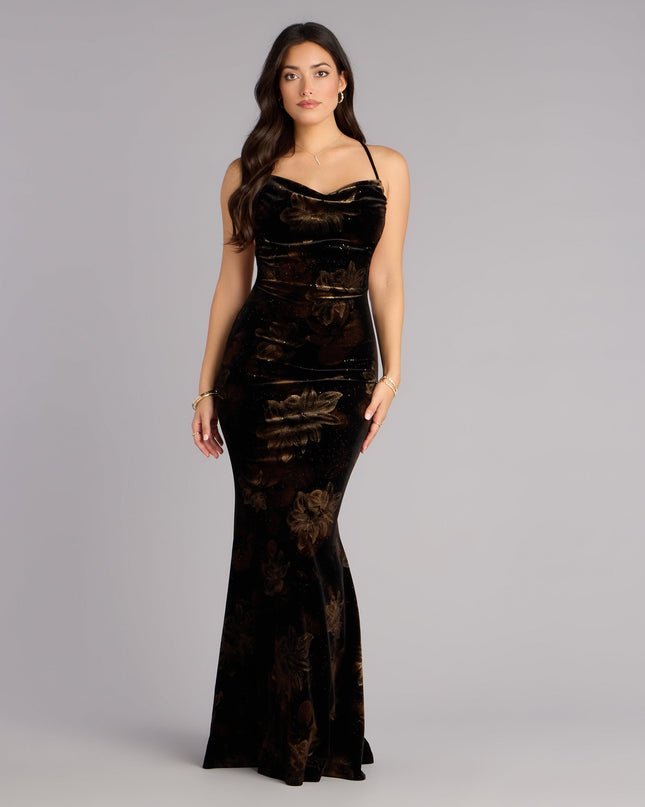 Dalia Floral Velvet Mermaid Formal Dress