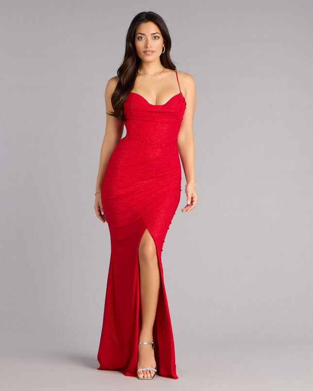 Feel polished and confident in the Katalia Glitter Mermaid Dress, a red prom dress designed with luxe fabric and modern detail that shows off your vibe.