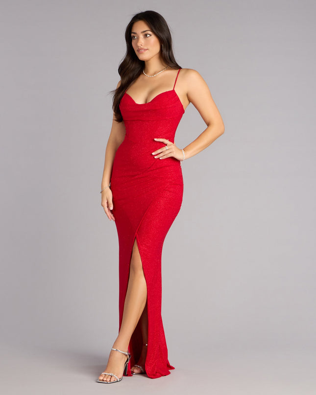 Choose the Katalia Glitter Mermaid Dress, a red prom dress for a playful shape and glam finish that feels exciting, confident, and so you.