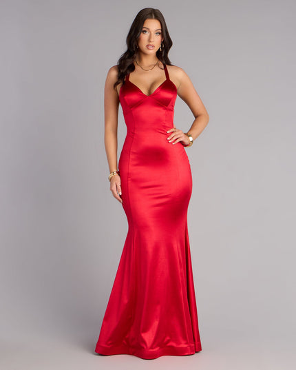 Macie Satin Open Back Mermaid Formal Dress
