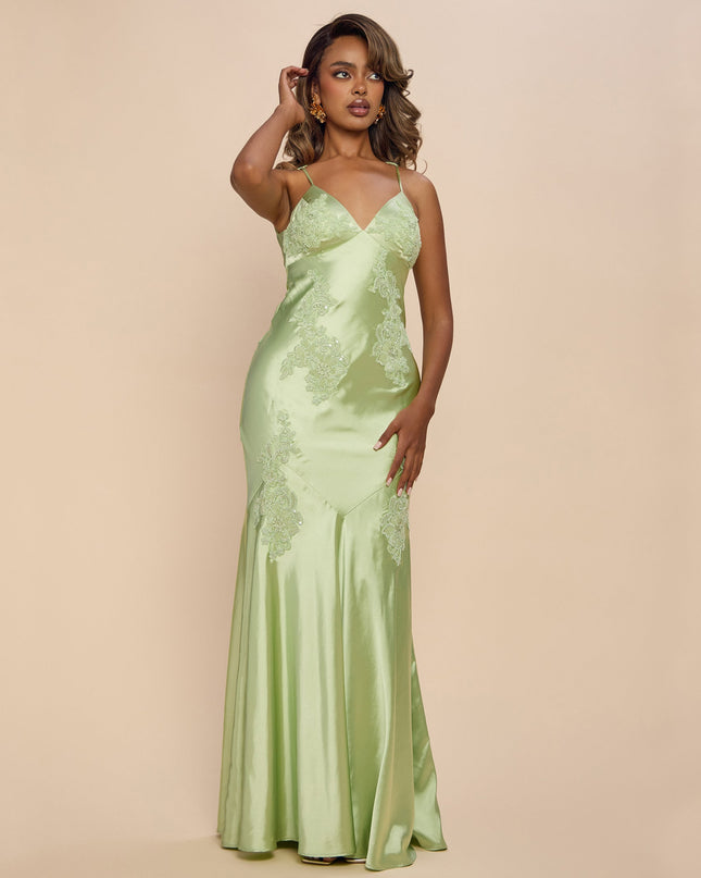 Discover a formal dress like the Rachel Satin Open Back Formal Dress in sage green featuring a flattering fit, smooth fabric, and refined design for any formal occasion.