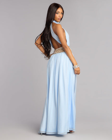 Monica Chiffon Embellished Formal Dress