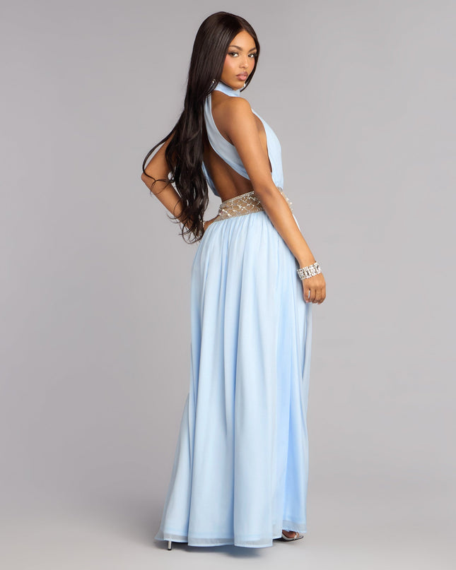 Monica Chiffon Embellished Formal Dress