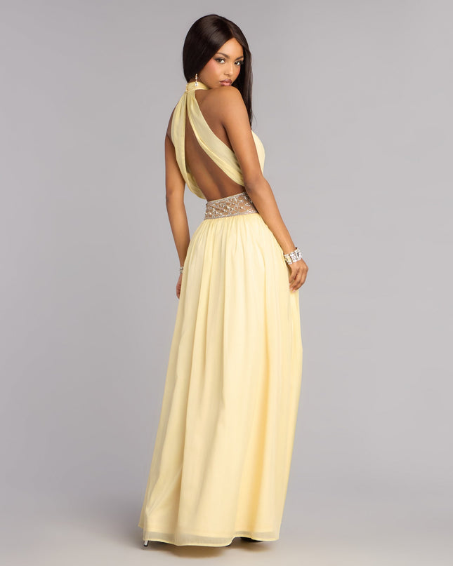 Discover a formal dress like the Monica Chiffon Embellished Formal Dress in yellow featuring a flattering fit, smooth fabric, and refined design for any formal occasion.