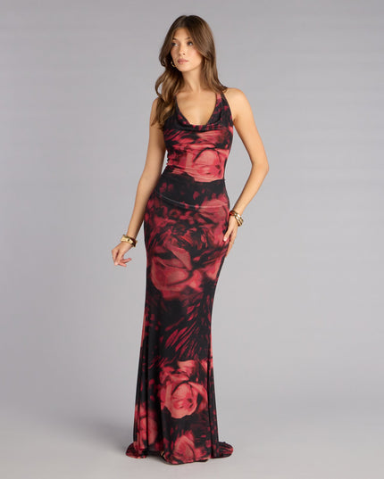 Fable Rose Floral Mermaid Formal Dress