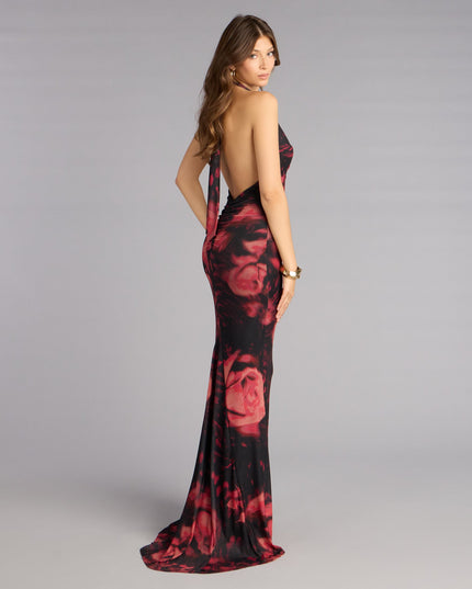 Fable Rose Floral Mermaid Formal Dress