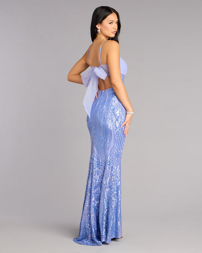 Indie Sequin Bow Column Formal Dress