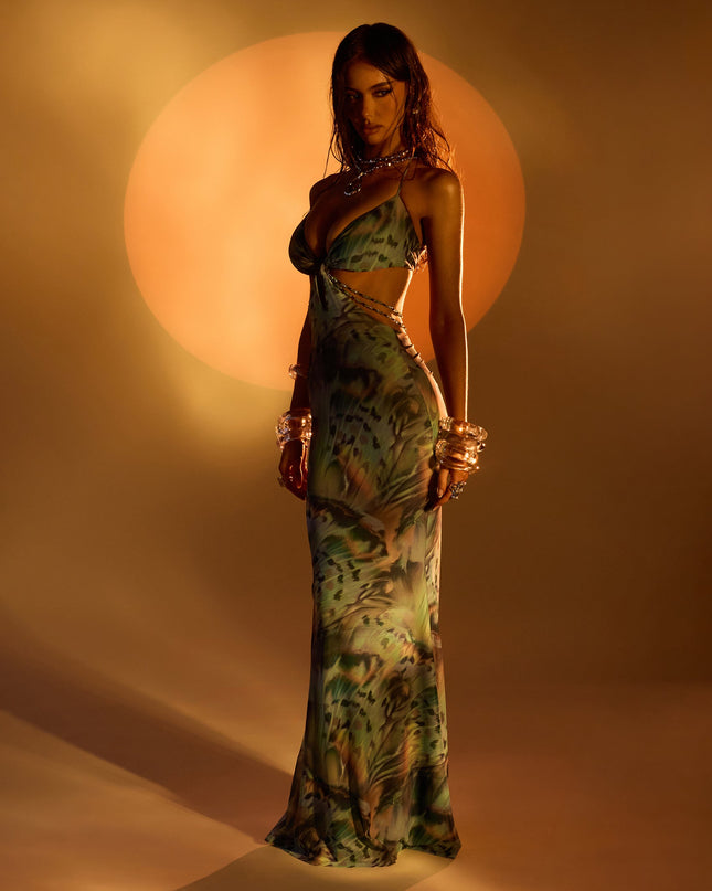 Angelique Abstract Print Mermaid Formal Dress