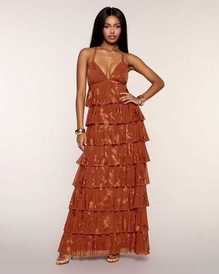 Paloma Floral Ruffle A-Line Formal Dress