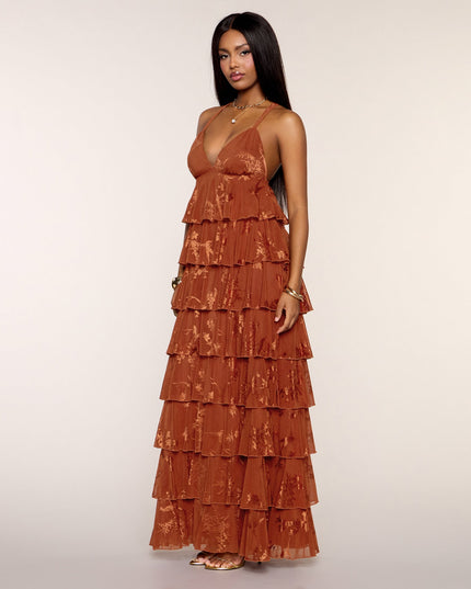 Paloma Floral Ruffle A-Line Formal Dress
