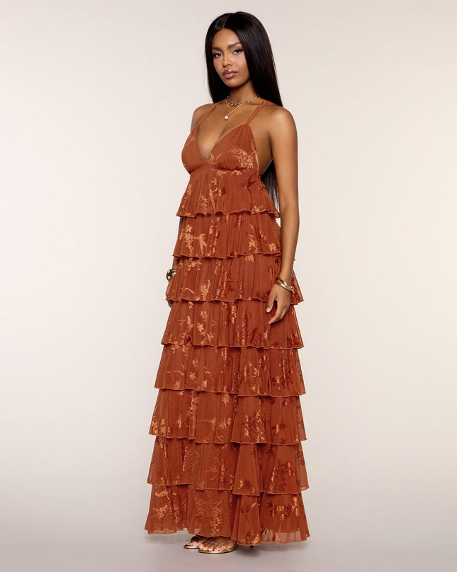 Paloma Floral Ruffle A-Line Formal Dress