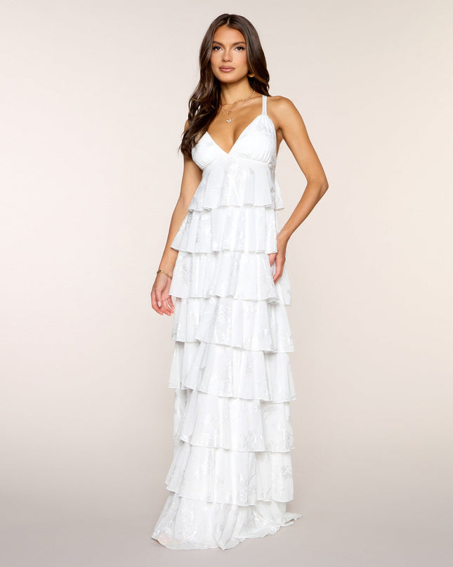 Paloma Floral Ruffle A-Line Formal Dress