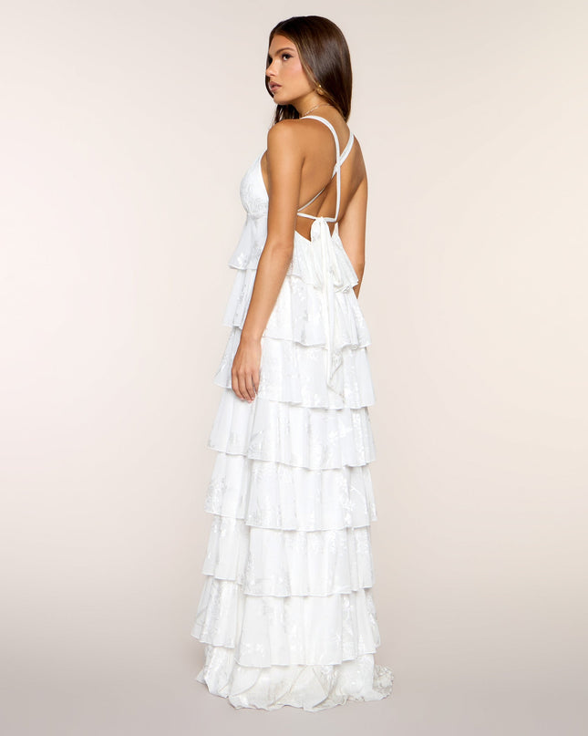 Paloma Floral Ruffle A-Line Formal Dress