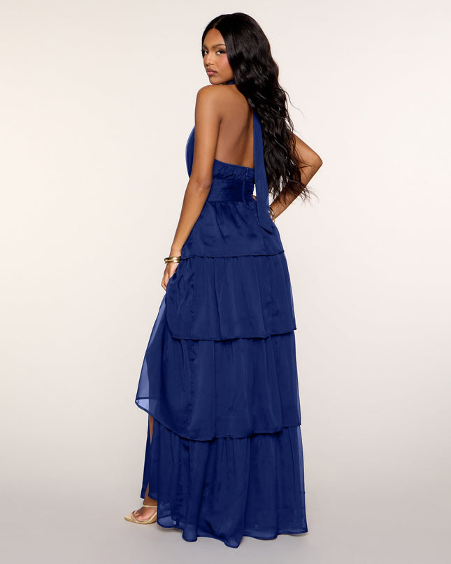 Lindsay Halter Ruffle A-Line Maxi Dress