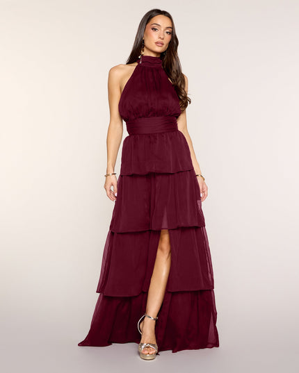 Lindsay Halter Ruffle A-Line Maxi Dress