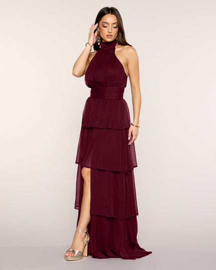 Lindsay Halter Ruffle A-Line Maxi Dress