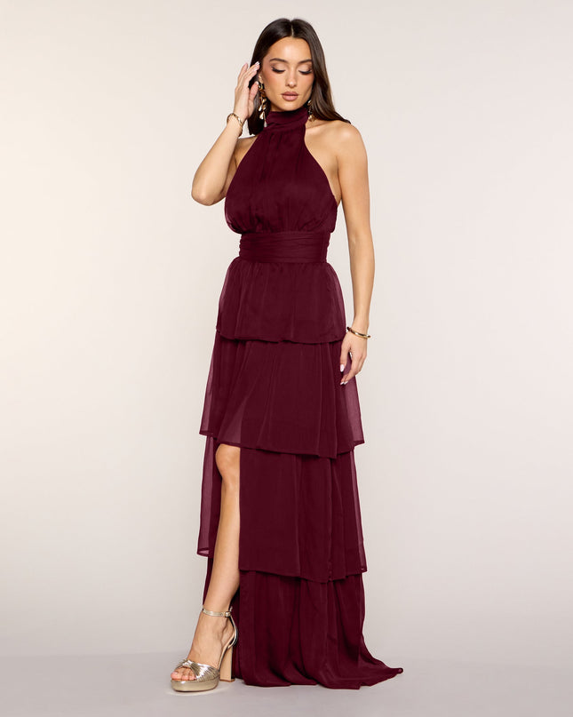 Lindsay Halter Ruffle A-Line Maxi Dress