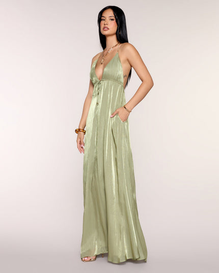 Kristie Pleated Satin A-Line Formal Dress
