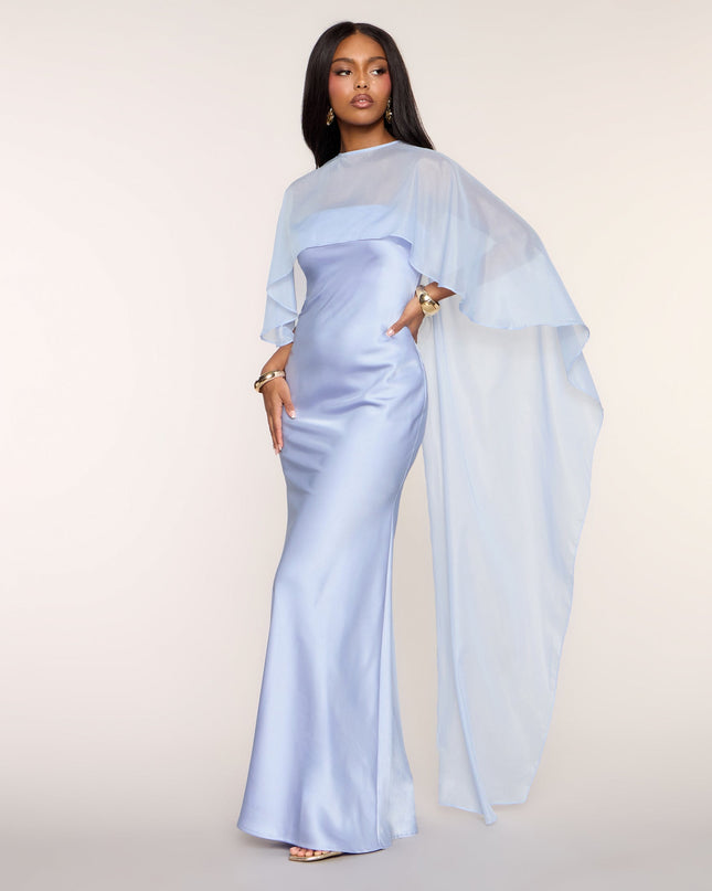 Felicity Satin Dress With Sheer Shawl