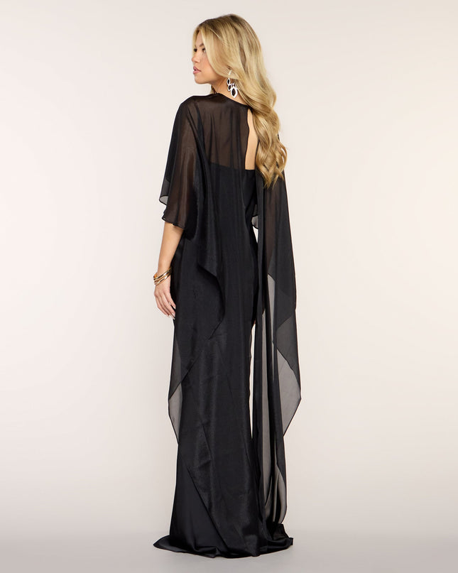 Felicity Satin Dress With Sheer Shawl