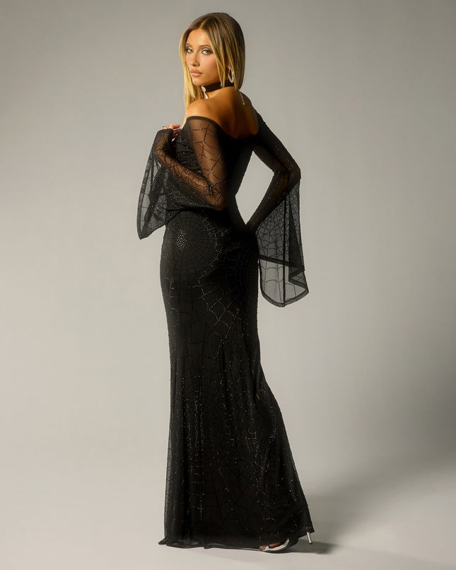 Sabella Rhinestone Spiderweb Mermaid Dress