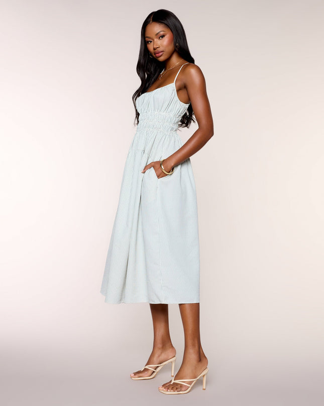 Effortless Plans Striped A-Line Midi Dress