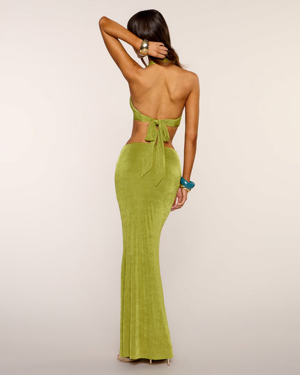 Polished Halter Bodycon Maxi Dress
