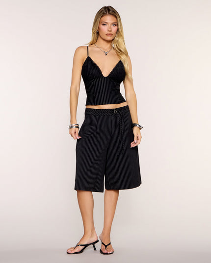 After Five Lace Cup Pinstripe Cami Top