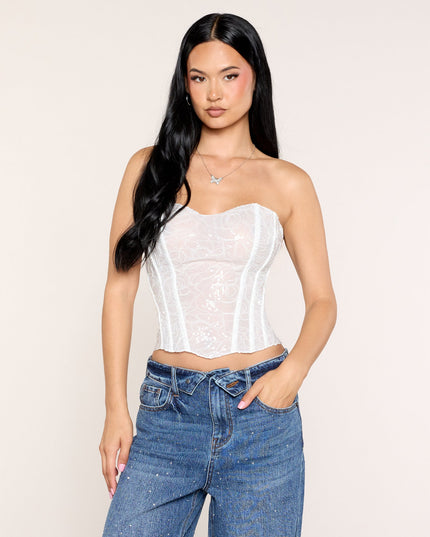 Floral Glimmer Sequin Lace Corset Top
