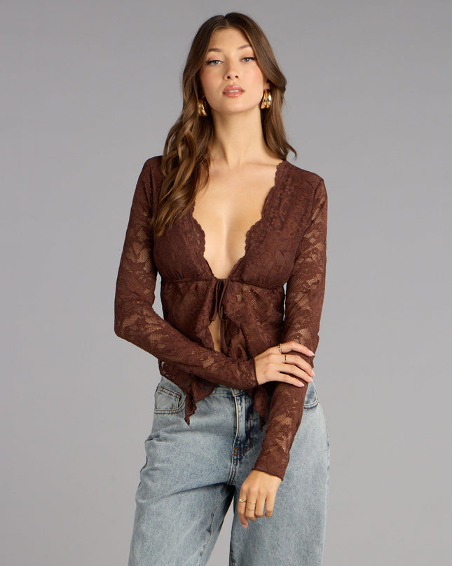 Keep your look polished with the Delicate Flair Floral Lace Tie-Front Top, part of our latest drop of matching sets made to style together or solo.