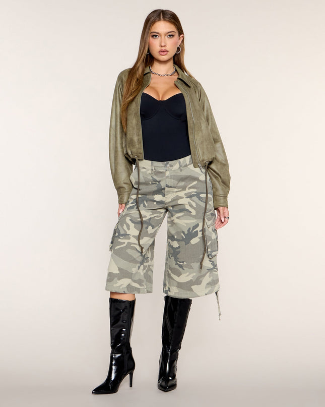 Pool Hall Crush Suede Bubble Bomber Jacket
