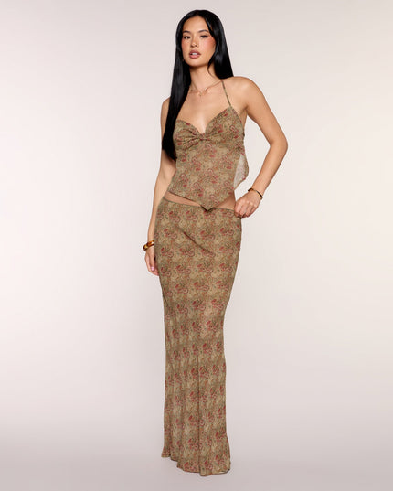 Paisley Mood Chiffon Maxi Skirt