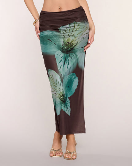 Vacay-Coded Tropical Floral Print Maxi Skirt