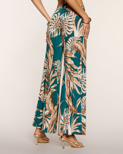 Palm Print Daydream Wide-Leg Pants