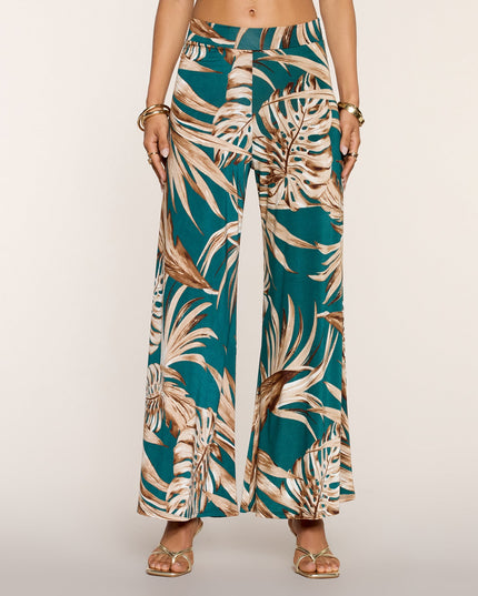 Palm Print Daydream Wide-Leg Pants