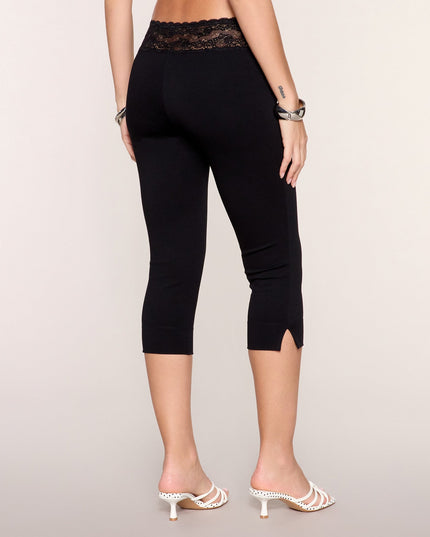 Pretty In Ponte Lace Waist Ponte Capri Pants