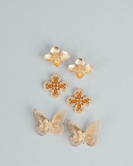 Sweet Garden Three-Piece Earrings Set