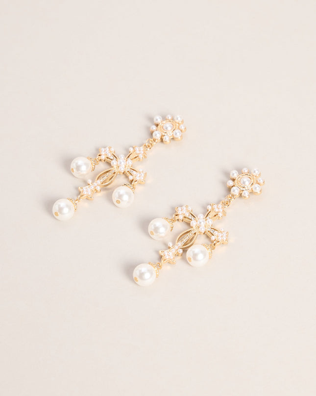 Sunday Best Pearl Cross Earrings