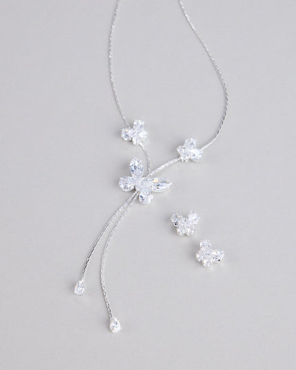 Forever Flutter Rhinestone Necklace And Earrings Set