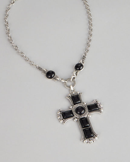 Bold Details Cross Statement Necklace