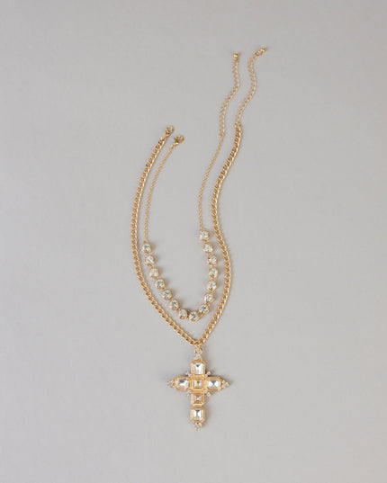 Double Take Rhinestone Necklace Set