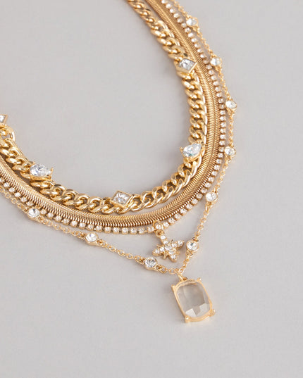Effortlessly Bold Layered Rhinestone Chain Necklace
