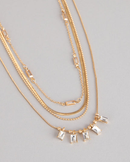 Cool Girl Shine Rhinestone Layered Necklace Set