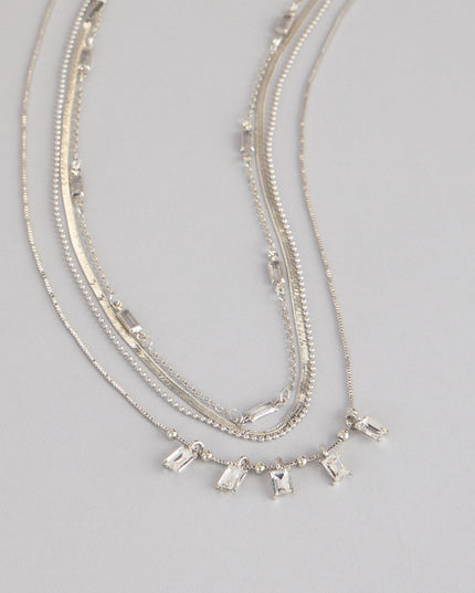 Cool Girl Shine Rhinestone Layered Necklace Set