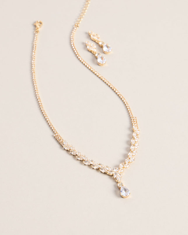 Catch The Light Rhinestone Necklace And Earrings Set